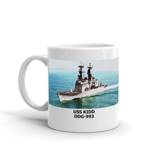 USS Kidd DDG-993 Coffee Cup Mug Left Handle