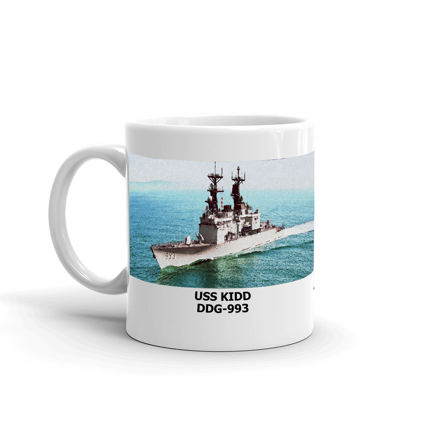 USS Kidd DDG-993 Coffee Cup Mug Left Handle