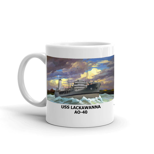 USS Lackawanna AO-40 Coffee Cup Mug Left Handle