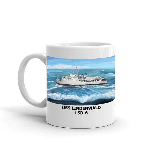 USS Lindenwald LSD-6 Coffee Cup Mug Left Handle