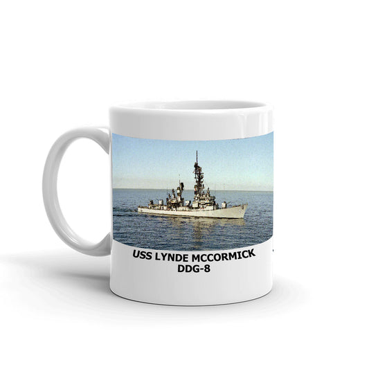USS Lynde Mccormick DDG-8 Coffee Cup Mug Left Handle
