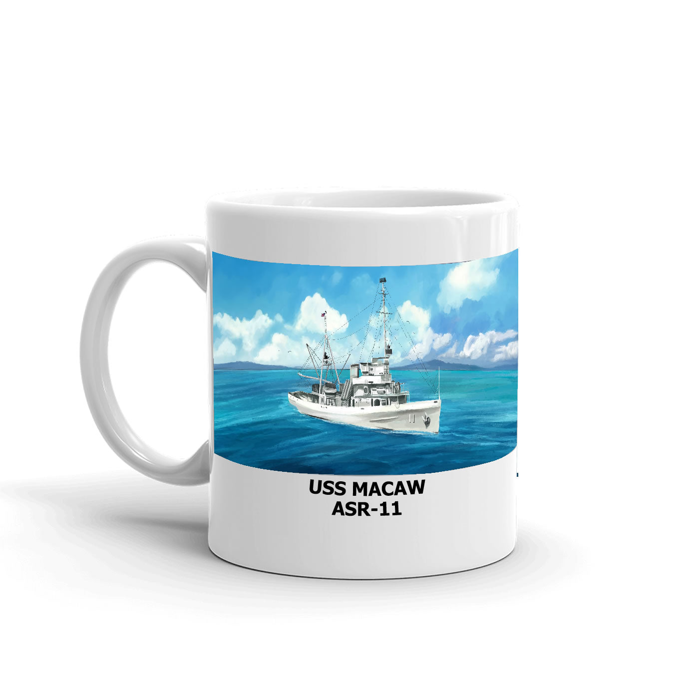 USS Macaw ASR-11 Coffee Cup Mug Left Handle