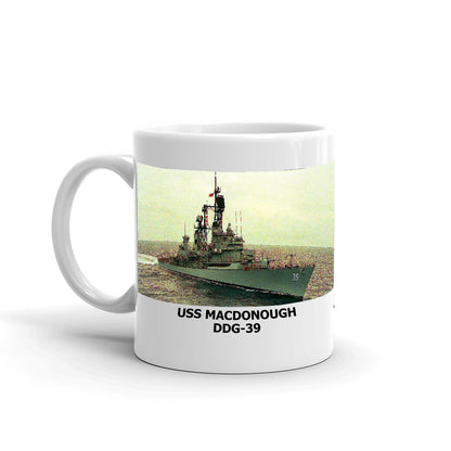 USS Macdonough DDG-39 Coffee Cup Mug Left Handle