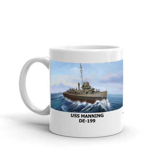 USS Manning DE-199 Coffee Cup Mug Left Handle