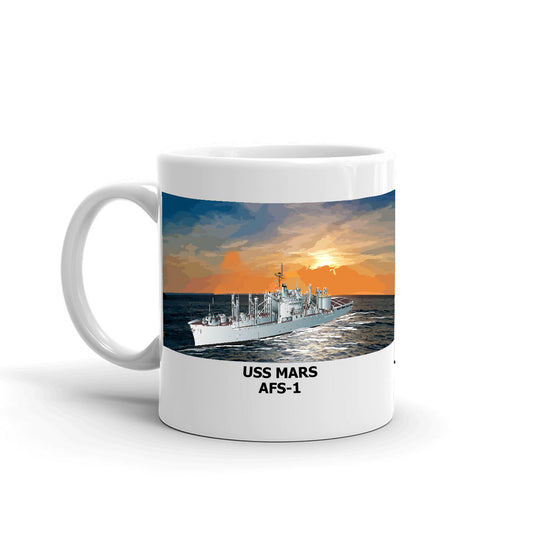USS Mars AFS-1 Coffee Cup Mug Left Handle