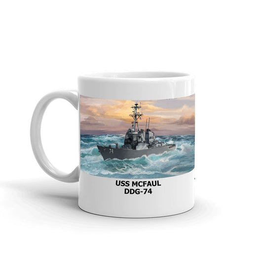 USS Mcfaul DDG-74 Coffee Cup Mug Left Handle
