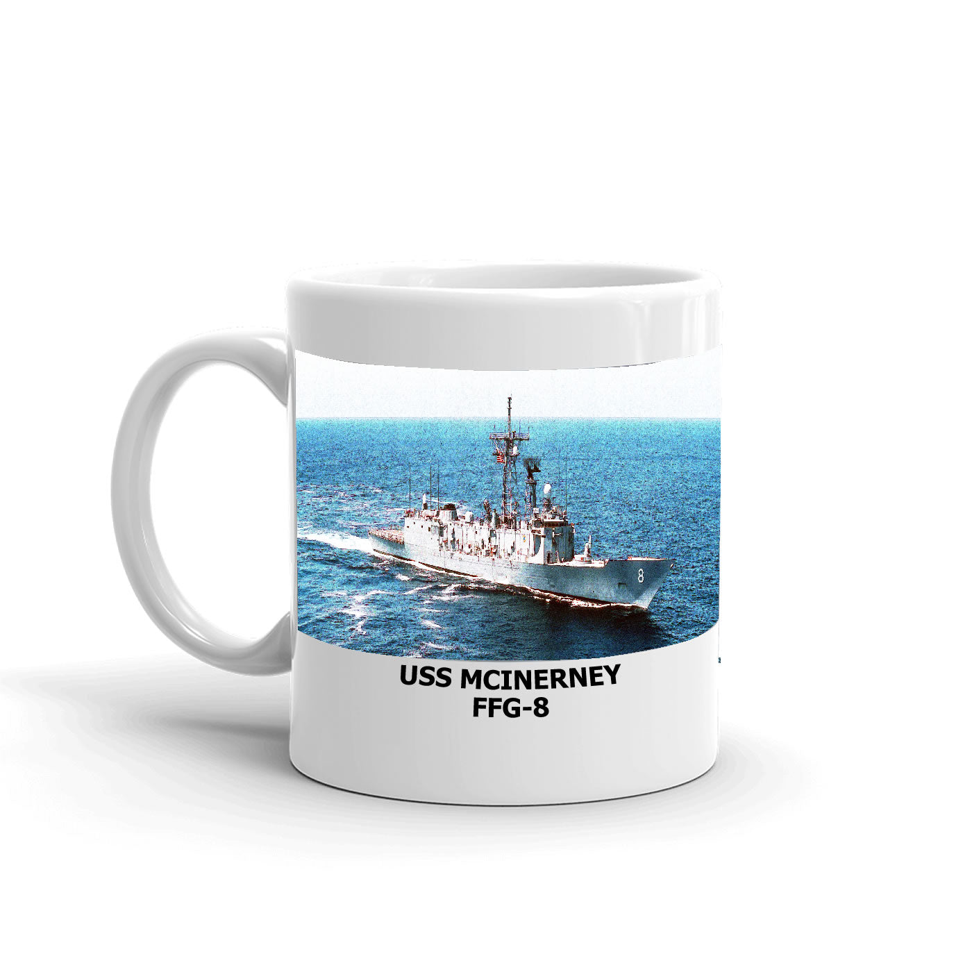 USS Mcinerney FFG-8 Coffee Cup Mug Left Handle