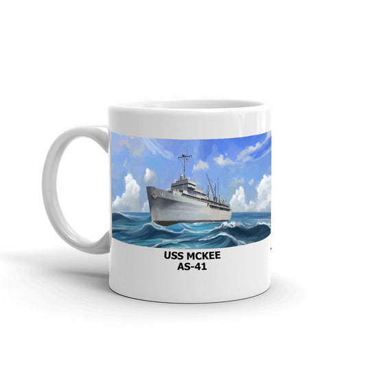 USS Mckee AS-41 Coffee Cup Mug Left Handle