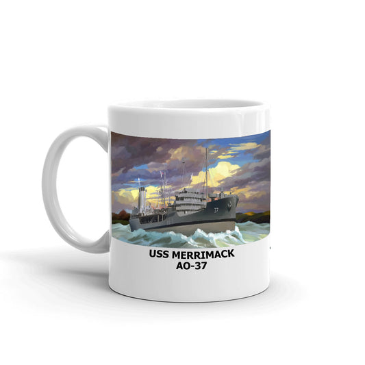 USS Merrimack AO-37 Coffee Cup Mug Left Handle