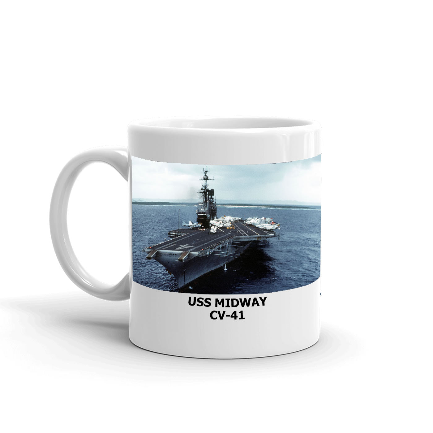 USS Midway CV-41 Coffee Cup Mug Left Handle