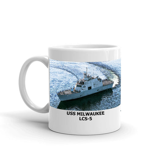 USS Milwaukee LCS-5 Coffee Cup Mug Left Handle
