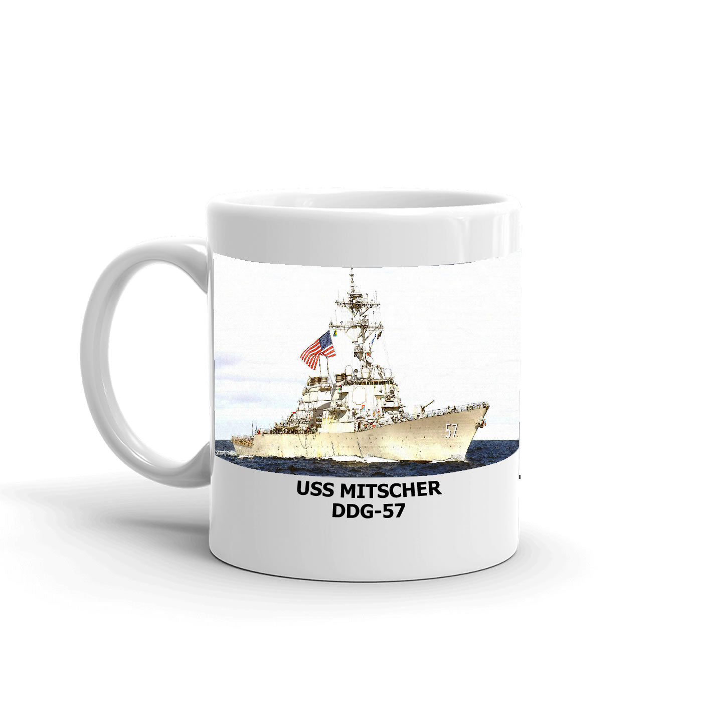 USS Mitscher DDG-57 Coffee Cup Mug Left Handle