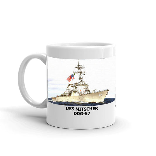 USS Mitscher DDG-57 Coffee Cup Mug Left Handle