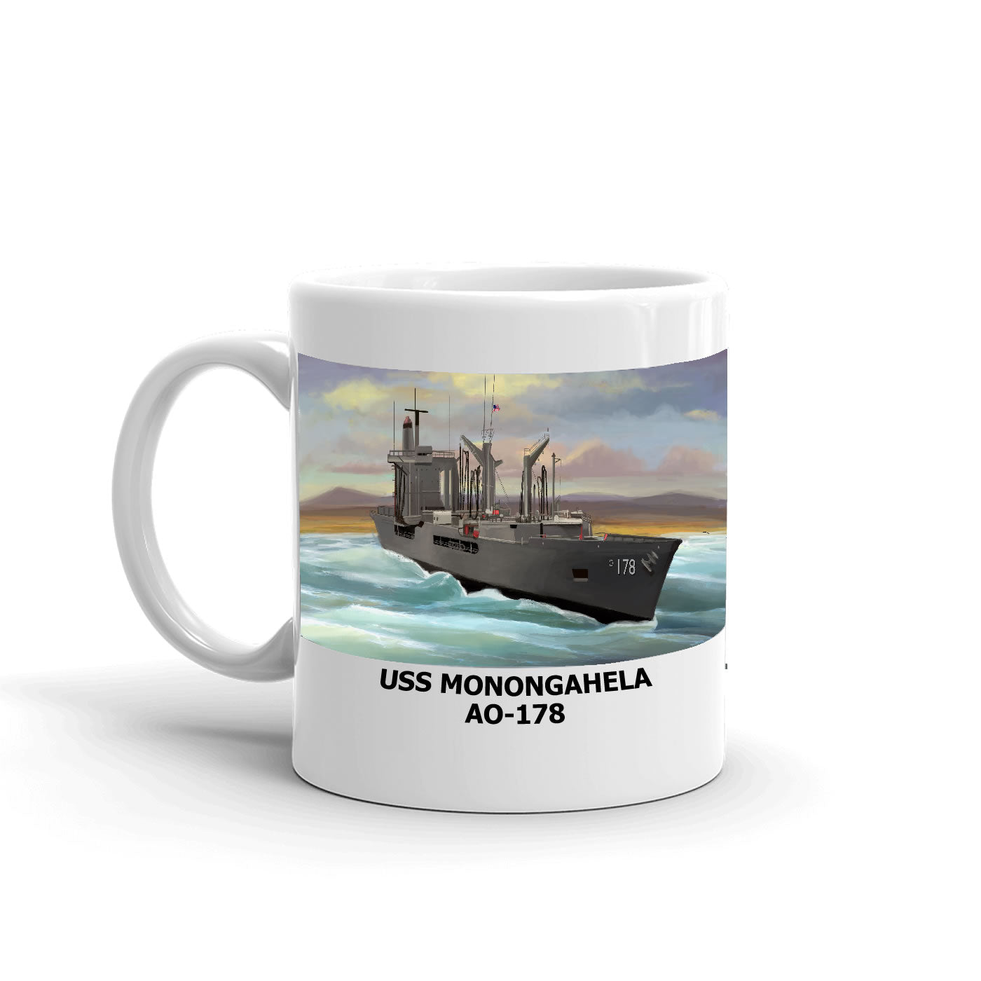 USS Monongahela AO-178 Coffee Cup Mug Left Handle