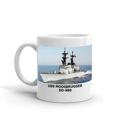 USS Moosbrugger DD-980 Coffee Cup Mug Left Handle