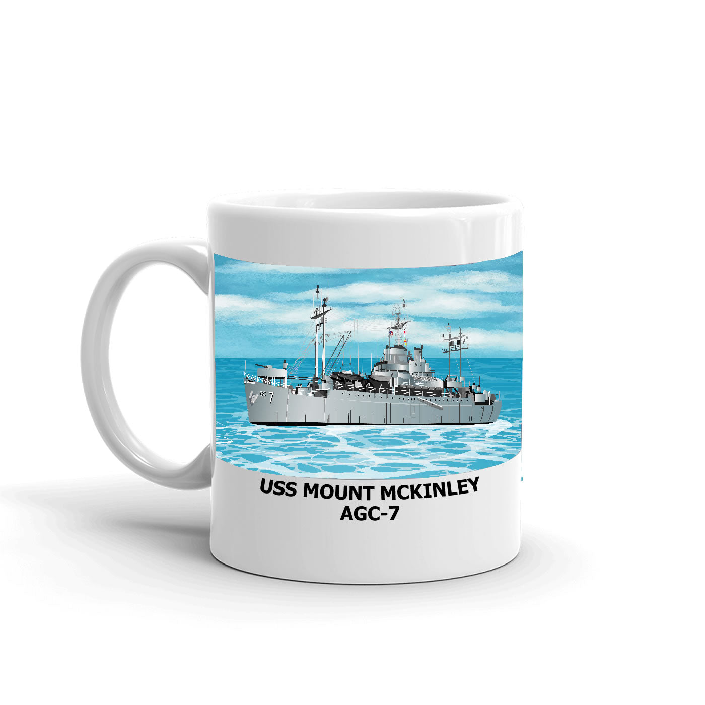 USS Mount Mckinley AGC-7 Coffee Cup Mug Left Handle