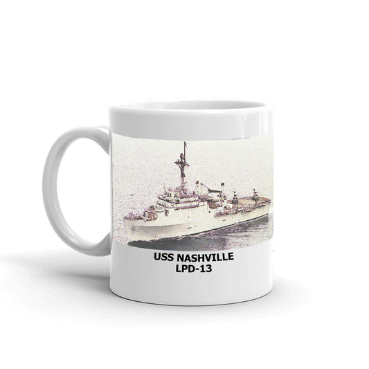 USS Nashville LPD-13 Coffee Cup Mug Left Handle
