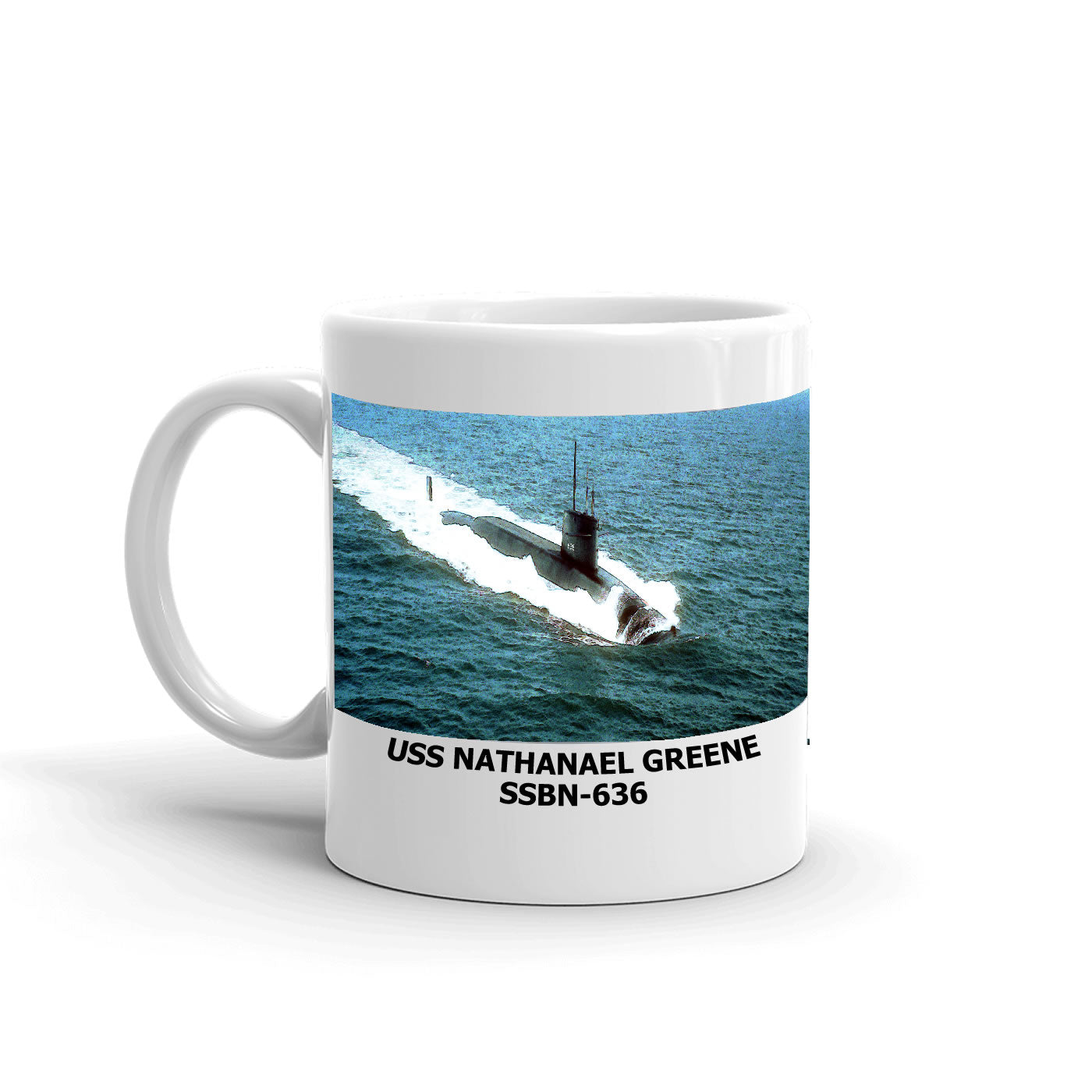 USS Nathanael Greene SSBN-636 Coffee Cup Mug Left Handle