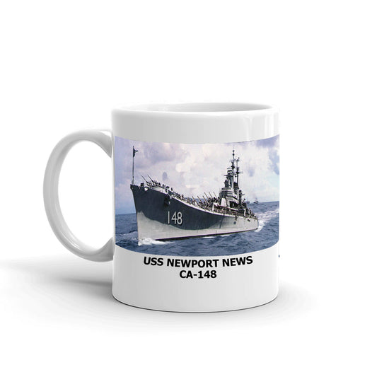 USS Newport News CA-148 Coffee Cup Mug Left Handle