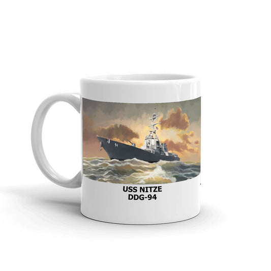 USS Nitze DDG-94 Coffee Cup Mug Left Handle