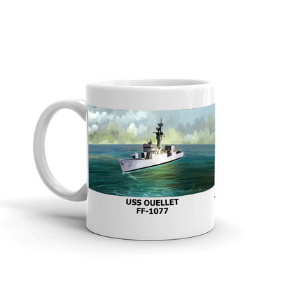 USS Ouellet FF-1077 Coffee Cup Mug Left Handle