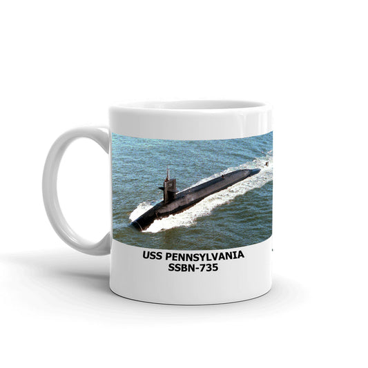 USS Pennsylvania SSBN-735 Coffee Cup Mug Left Handle