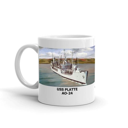 USS Platte AO-24 Coffee Cup Mug Left Handle