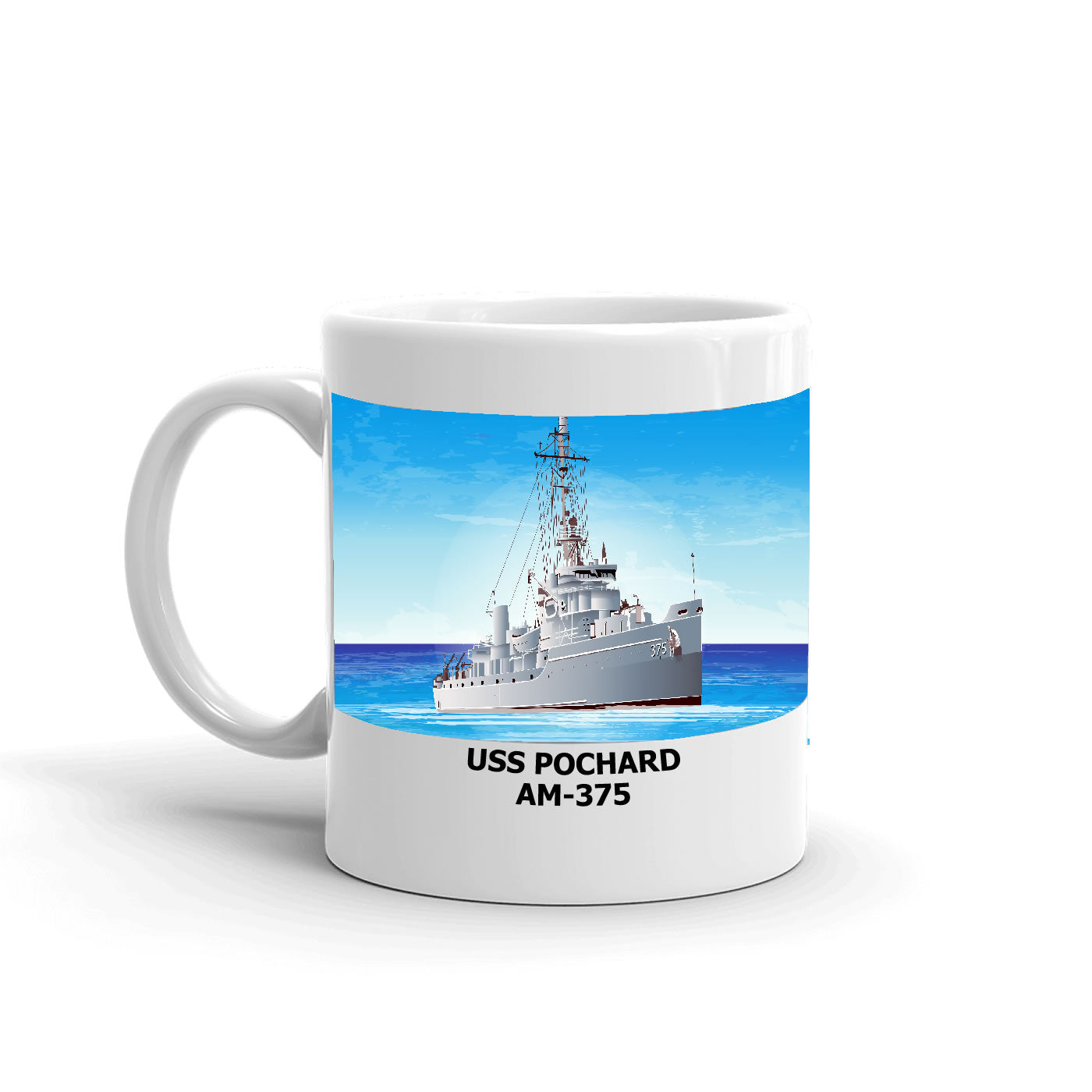 USS Pochard AM-375 Coffee Cup Mug Left Handle
