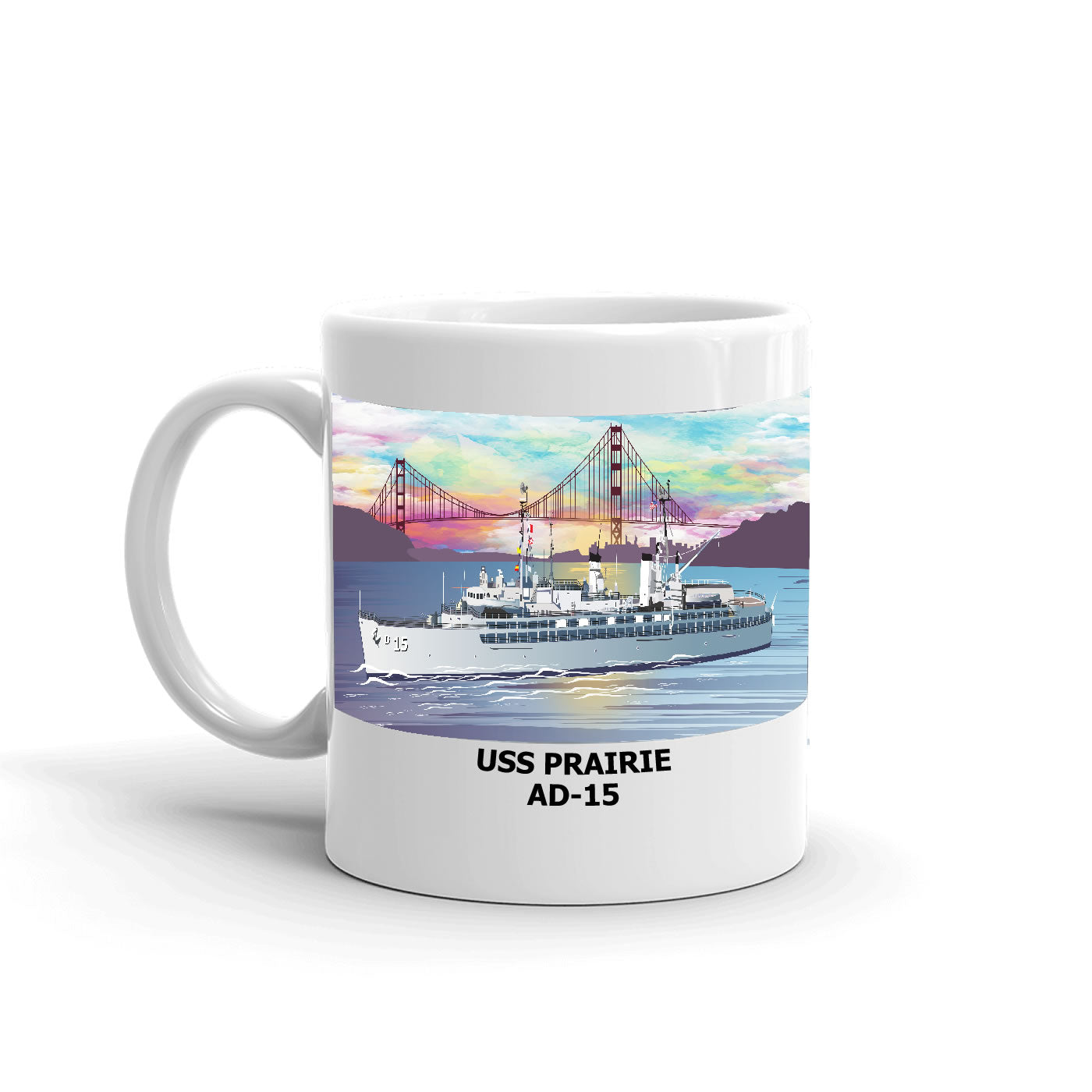 USS Prairie AD-15 Coffee Cup Mug Left Handle