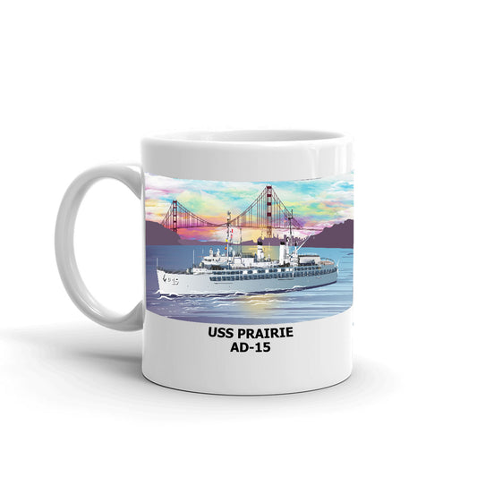 USS Prairie AD-15 Coffee Cup Mug Left Handle