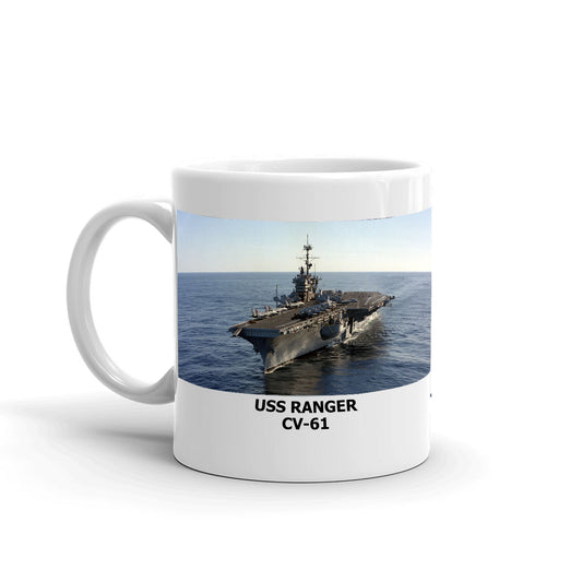 USS Ranger CV-61 Coffee Cup Mug Left Handle