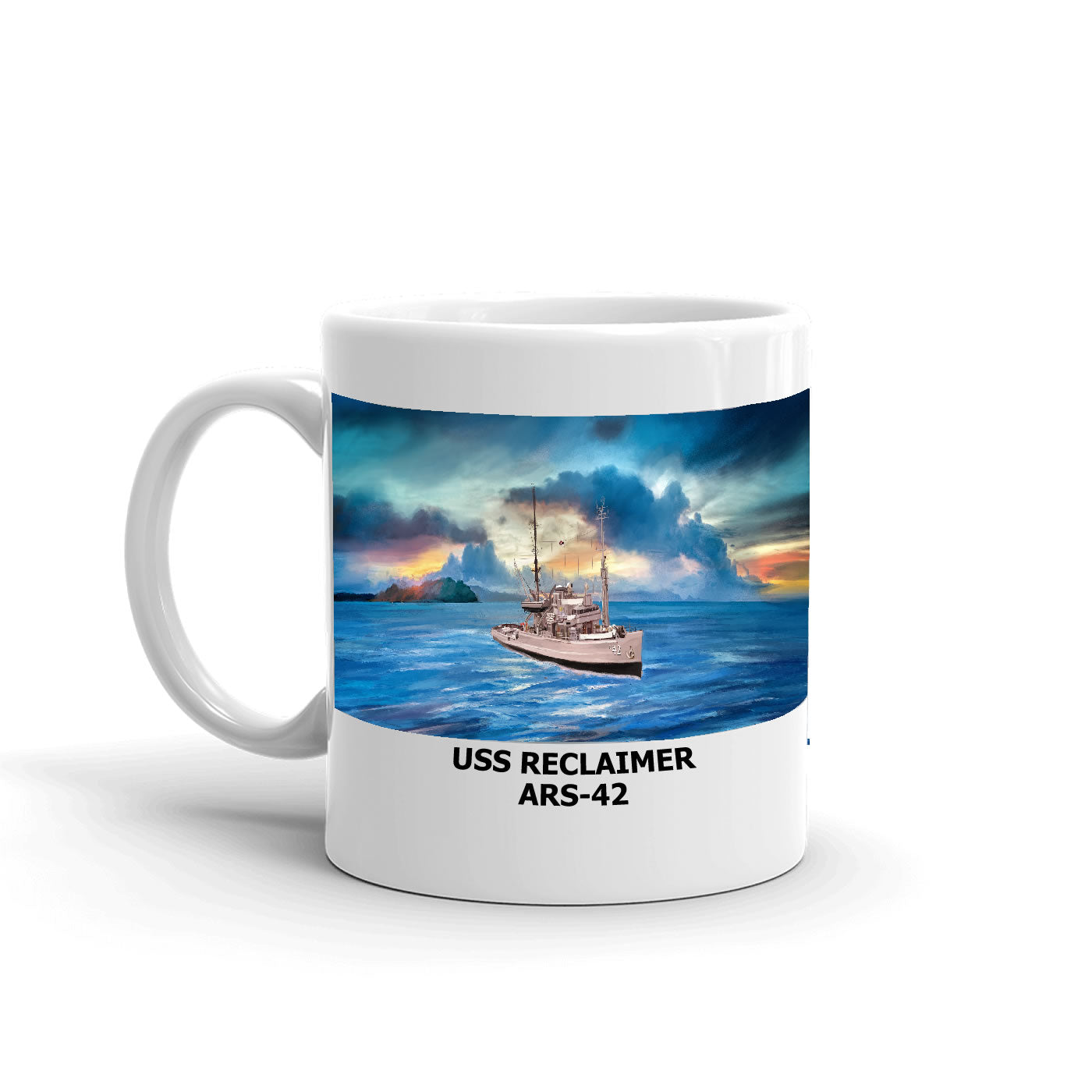 USS Reclaimer ARS-42 Coffee Cup Mug Left Handle