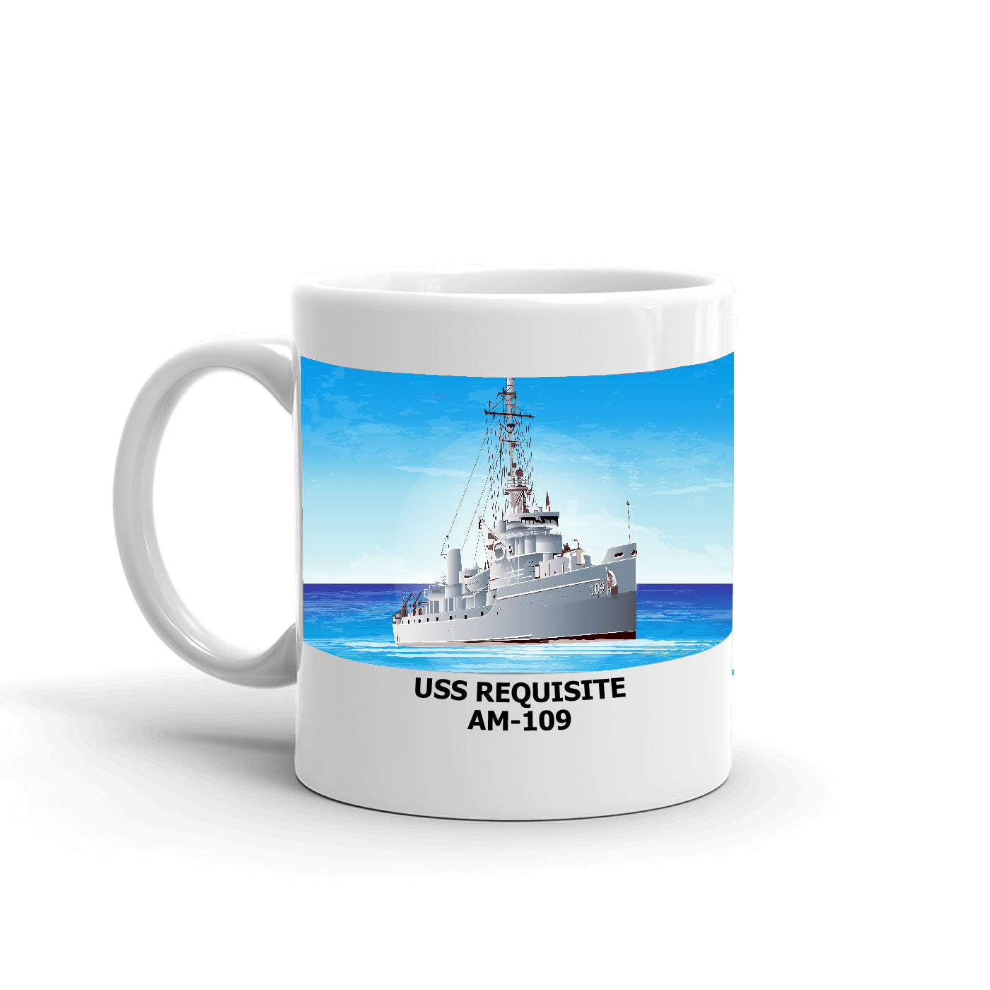 USS Requisite AM-109 Coffee Cup Mug Left Handle