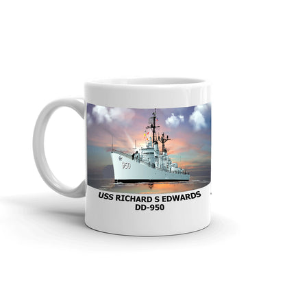 USS Richard S Edwards DD-950 Coffee Cup Mug Left Handle