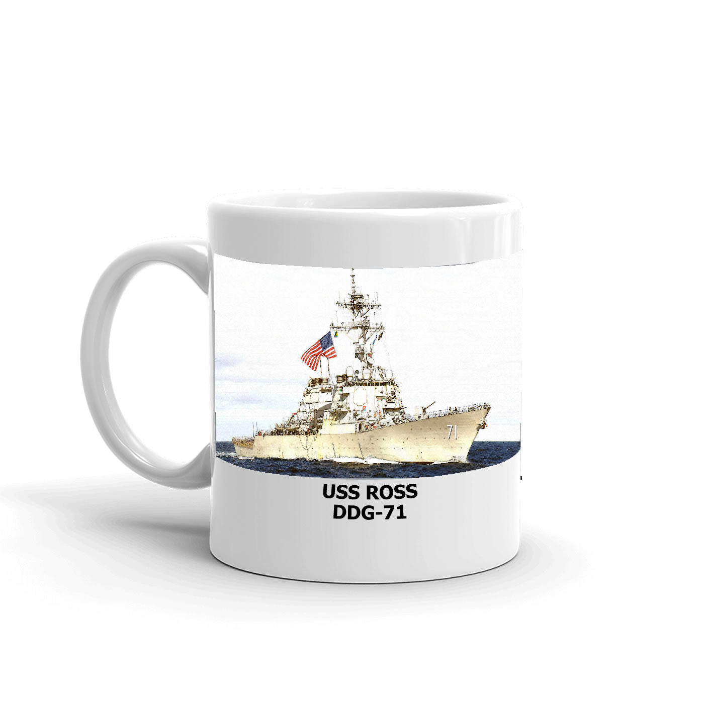 USS Ross DDG-71 Coffee Cup Mug Left Handle
