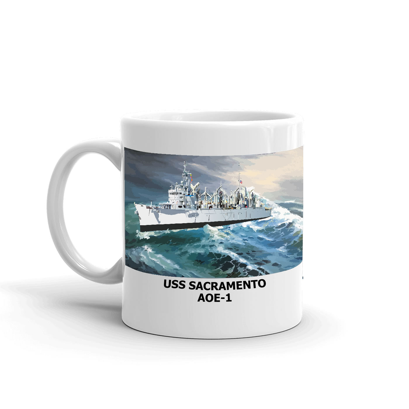 USS Sacramento AOE-1 Coffee Cup Mug Left Handle