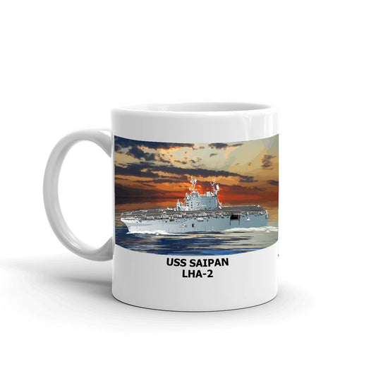 USS Saipan LHA-2 Coffee Cup Mug Left Handle