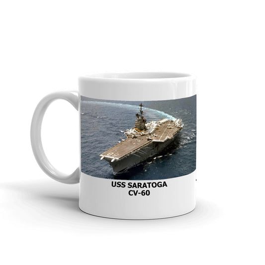 USS Saratoga CV-60 Coffee Cup Mug Left Handle