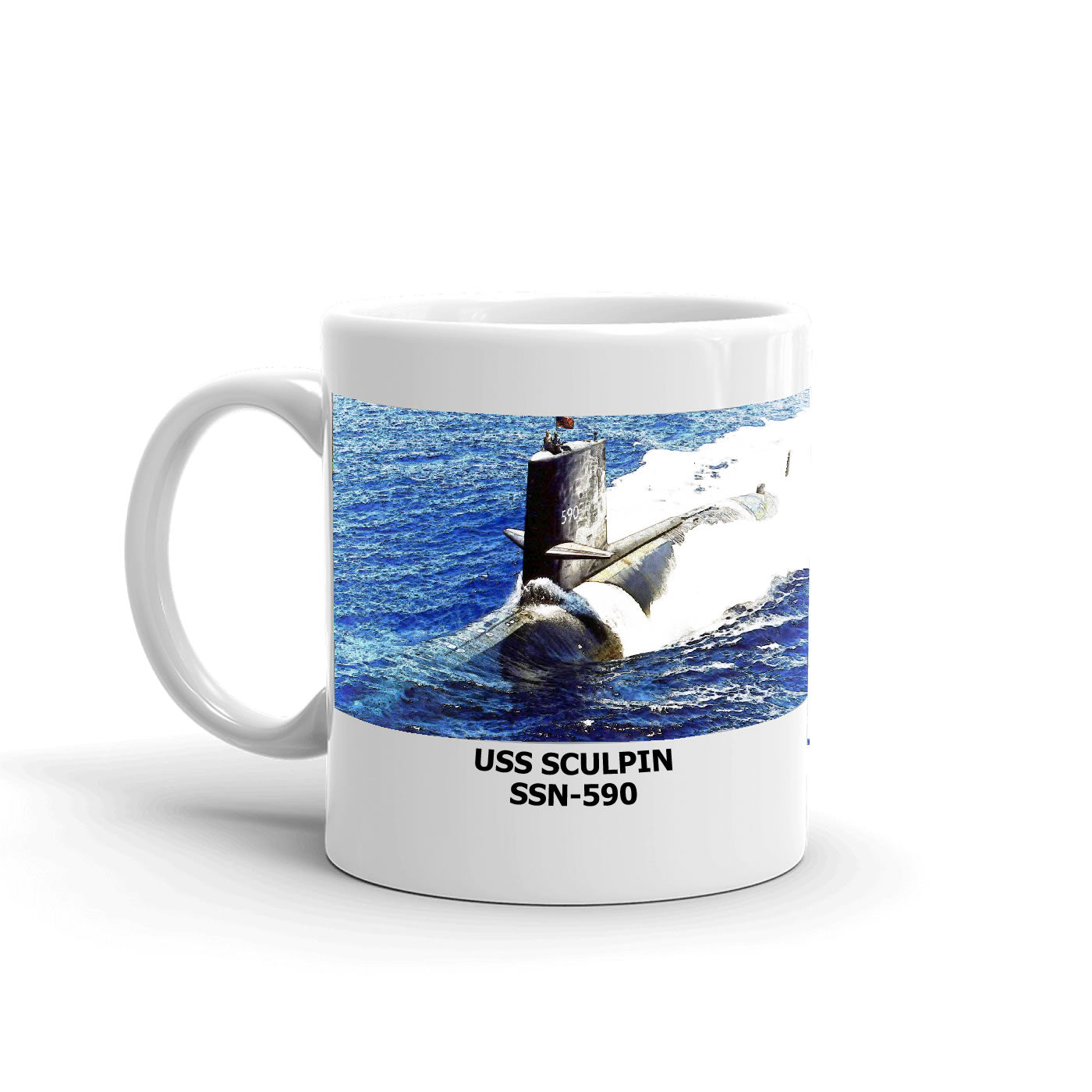 USS Sculpin SSN-590 Coffee Cup Mug Left Handle
