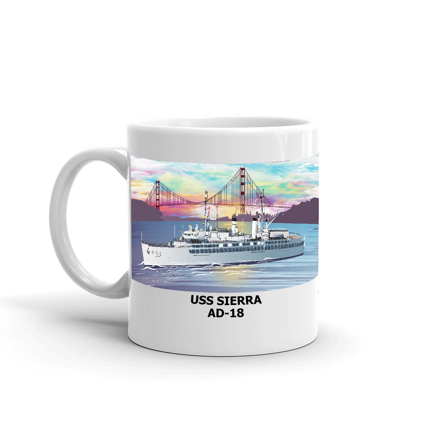 USS Sierra AD-18 Coffee Cup Mug Left Handle