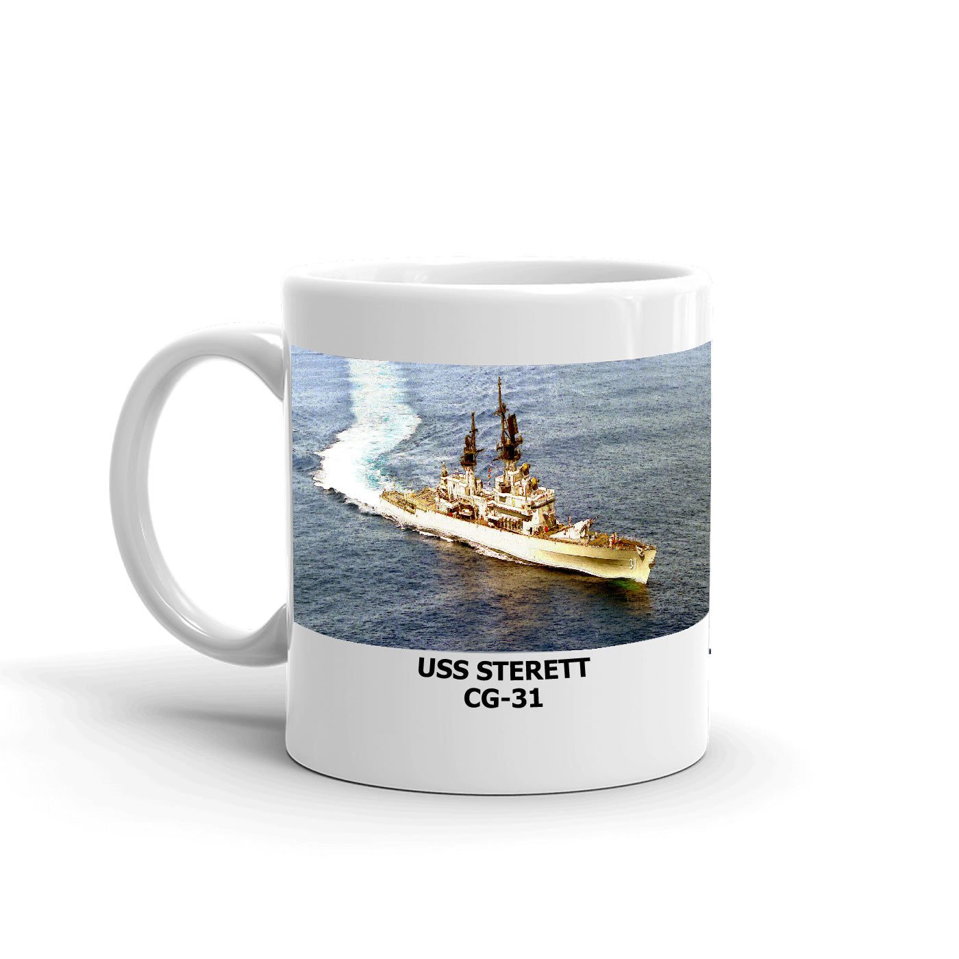 USS Sterett CG-31 Coffee Cup Mug Left Handle