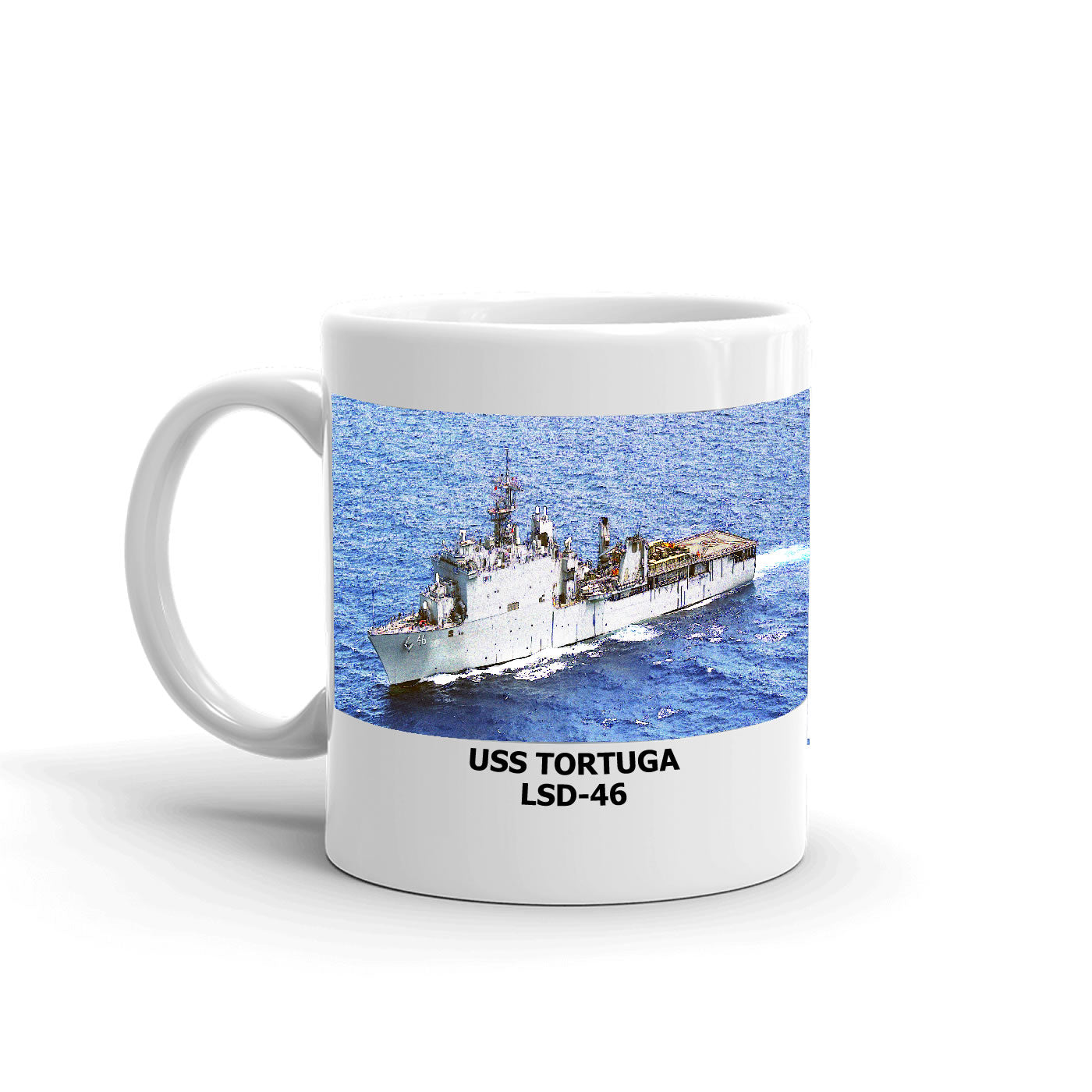 USS Tortuga LSD-46 Coffee Cup Mug Left Handle