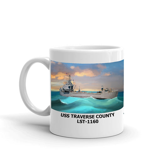 USS Traverse County LST-1160 Coffee Cup Mug Left Handle
