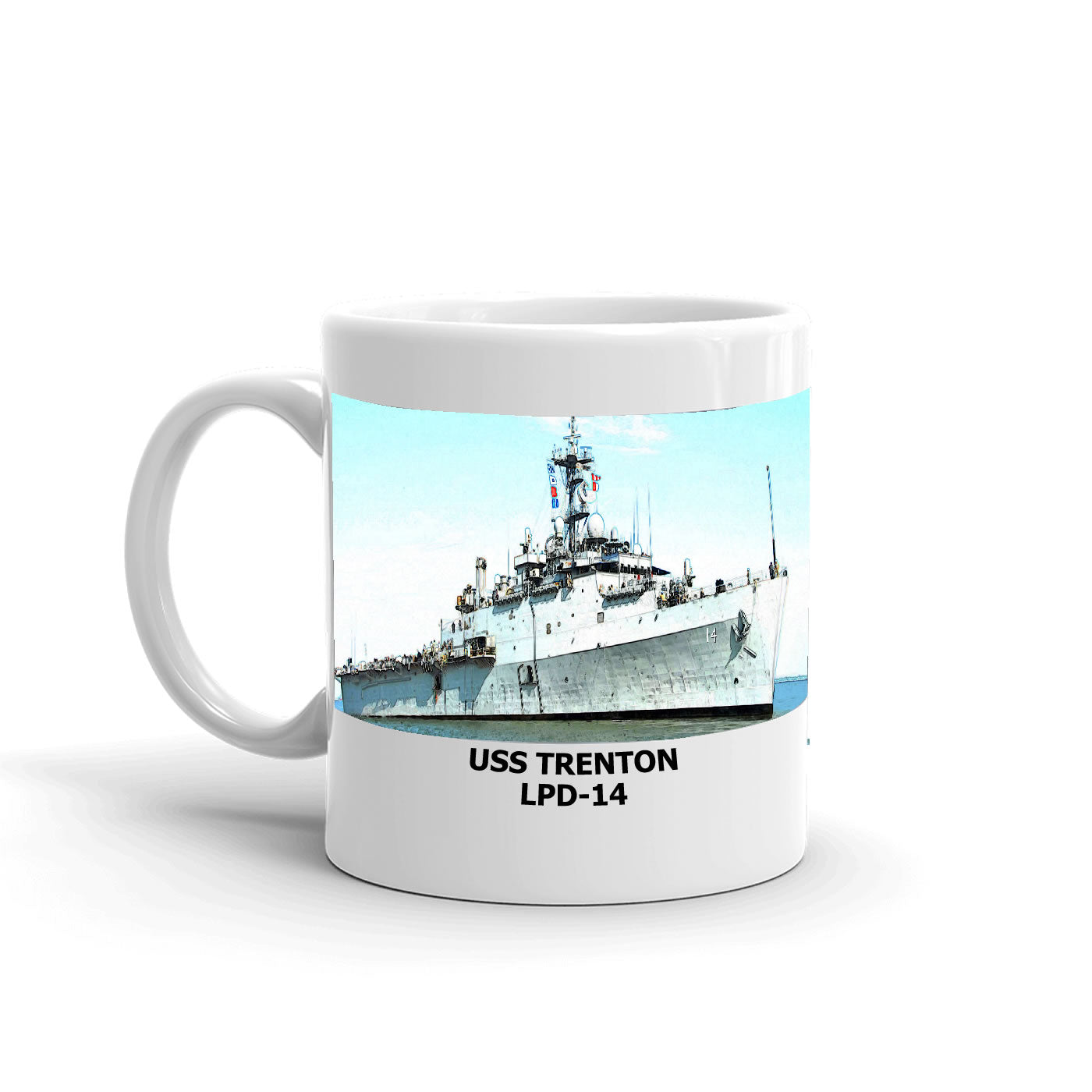 USS Trenton LPD-14 Coffee Cup Mug Left Handle