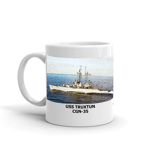 USS Truxtun CGN-35 Coffee Cup Mug Left Handle