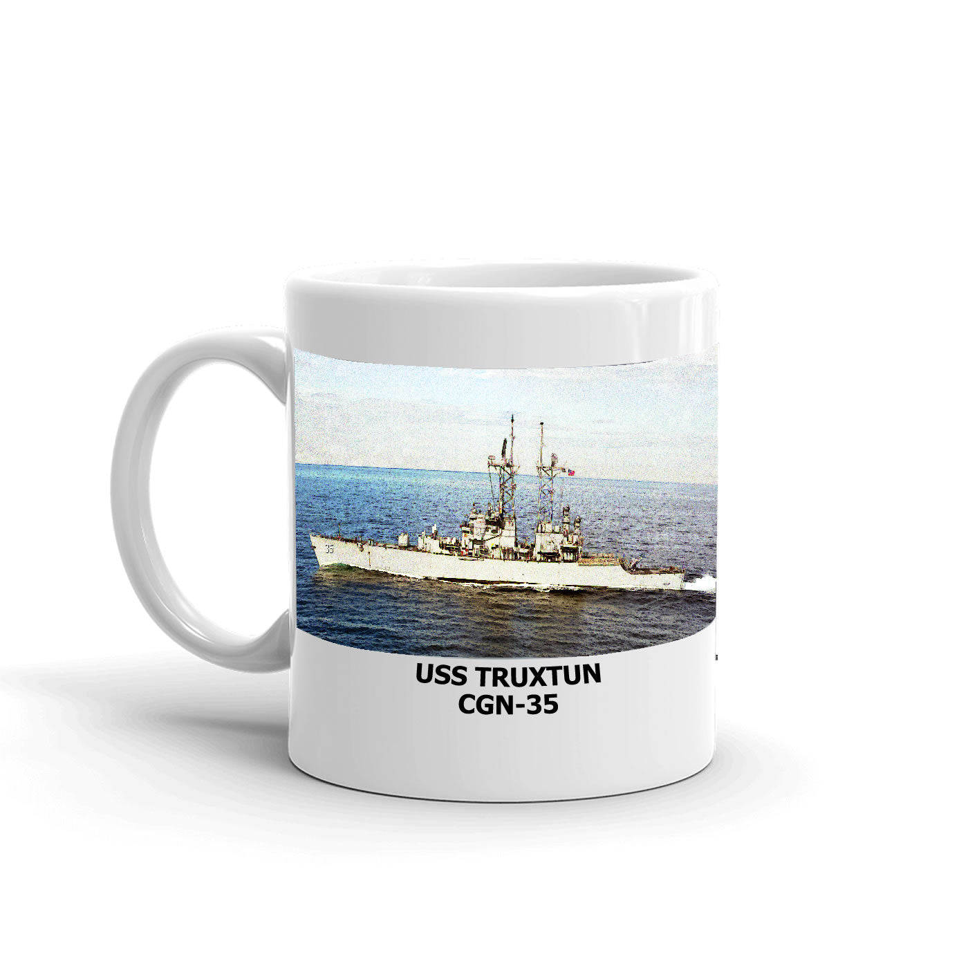 USS Truxtun CGN-35 Coffee Cup Mug Left Handle