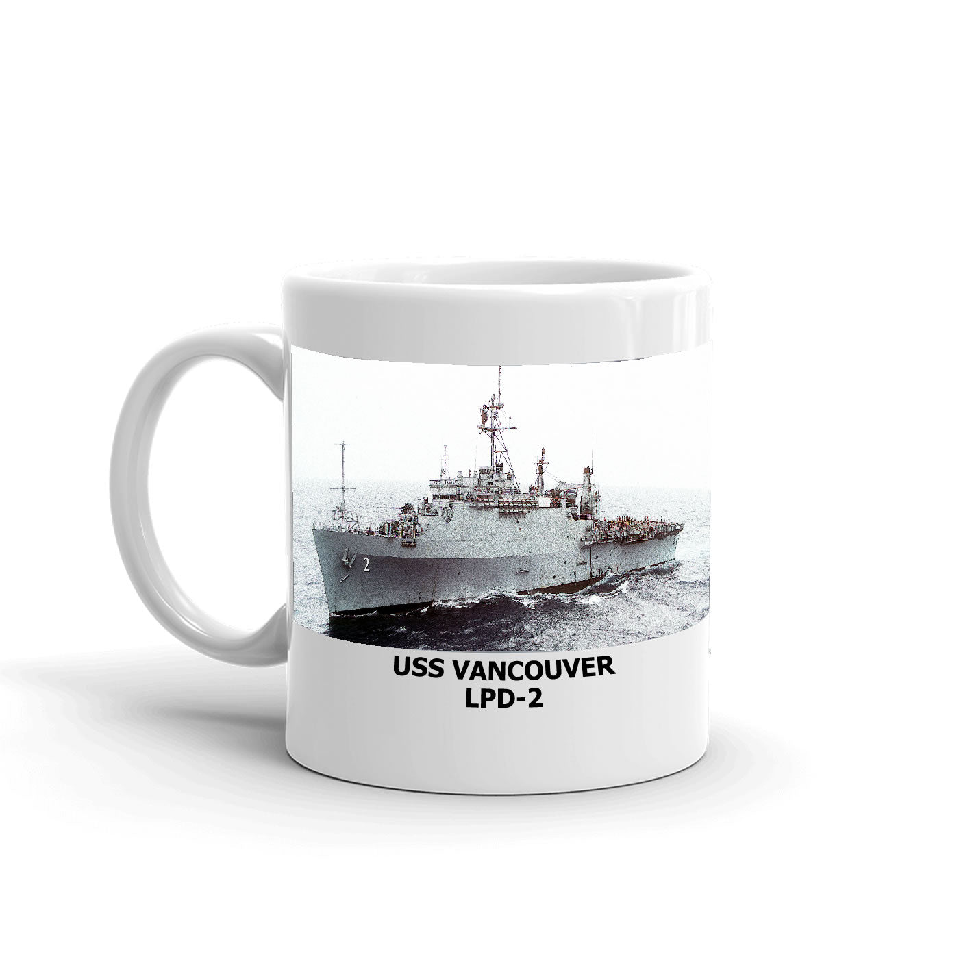 USS Vancouver LPD-2 Coffee Cup Mug Left Handle