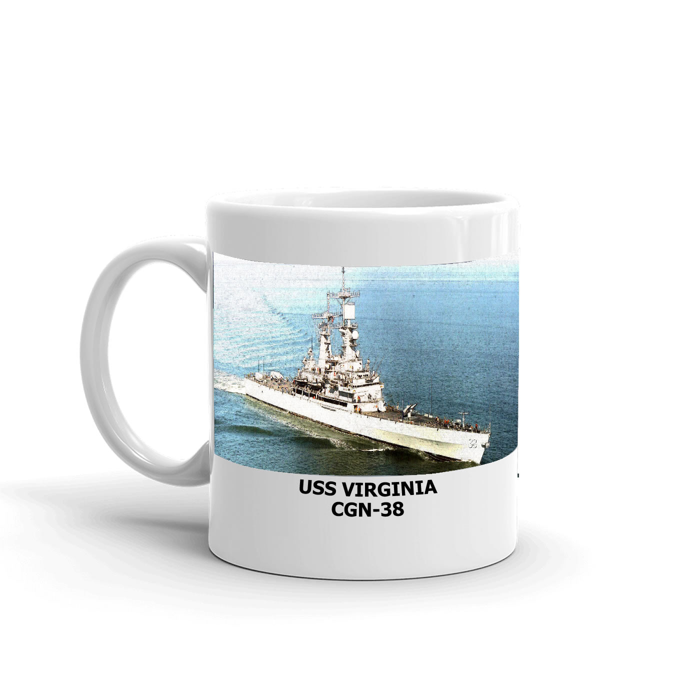 USS Virginia CGN-38 Coffee Cup Mug Left Handle