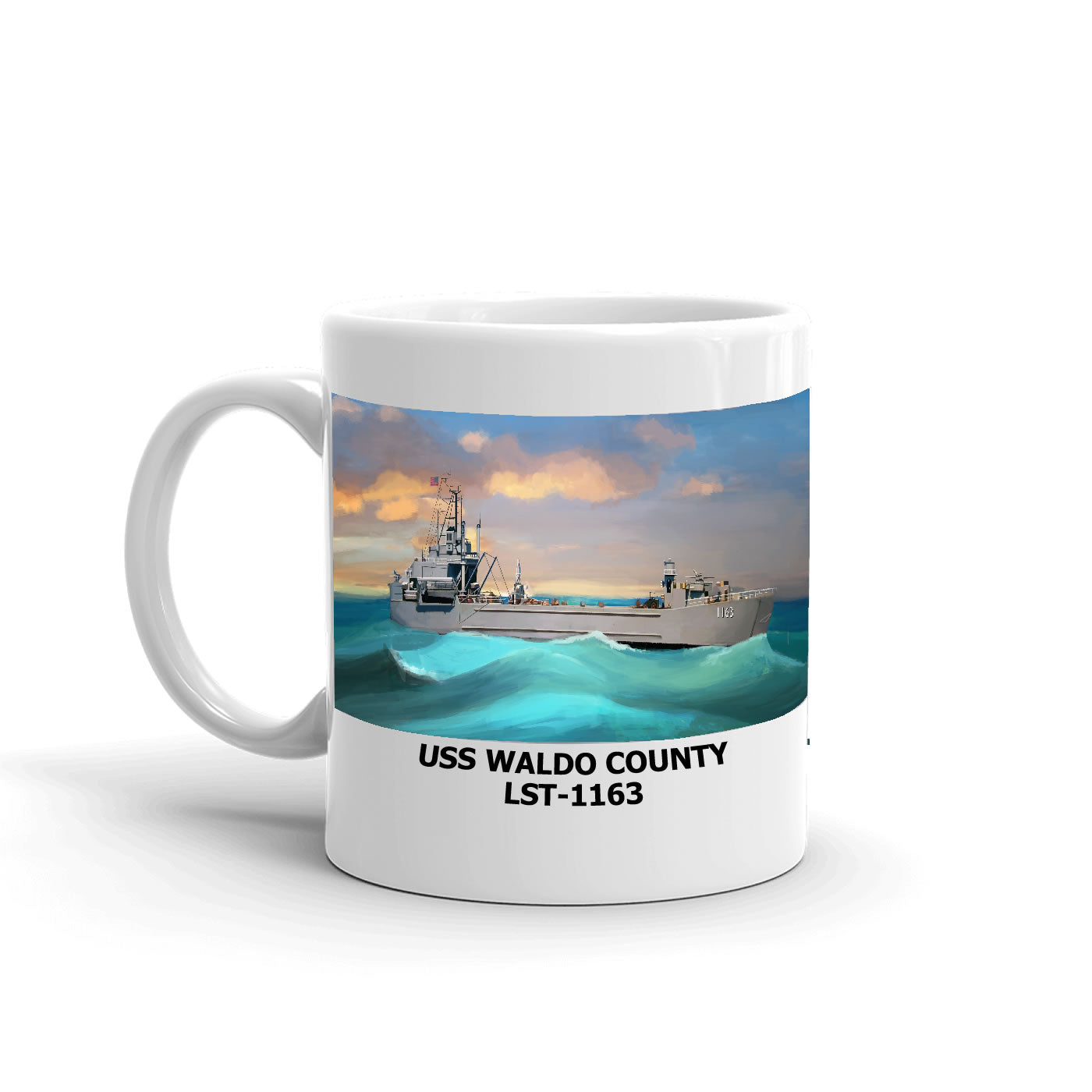 USS Waldo County LST-1163 Coffee Cup Mug Left Handle