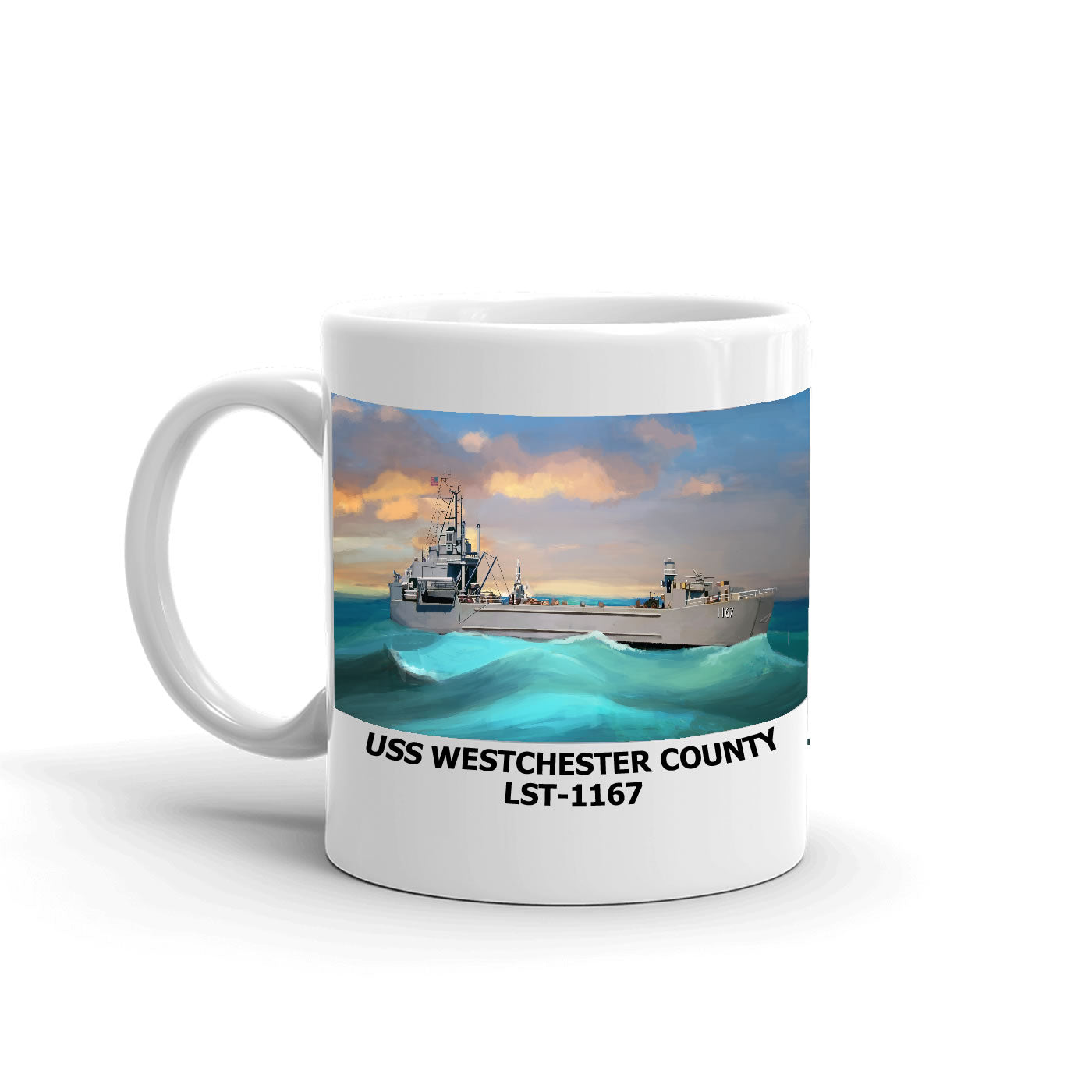 USS Westchester County LST-1167 Coffee Cup Mug Left Handle